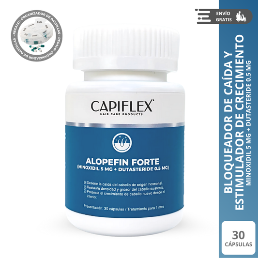 Minoxidil 5 mg y Dutasteride 0.5 mg Capiflex Alopefin Forte – 30 Cápsulas