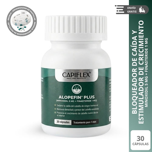 Minoxidil 5 mg y Finasteride 1 mg Capiflex Alopefin Plus – 30 Cápsulas
