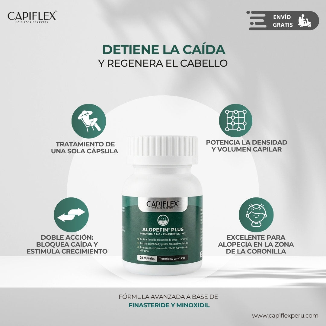 Minoxidil 5 mg y Finasteride 1 mg Capiflex Alopefin Plus – 30 Cápsulas