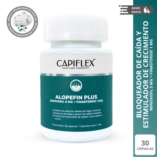 Minoxidil 5 mg y Finasteride 1 mg Capiflex Alopefin Plus – 30 Cápsulas