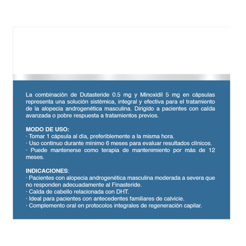 Minoxidil 5 mg y Dutasteride 0.5 mg Capiflex Alopefin Forte – 30 Cápsulas