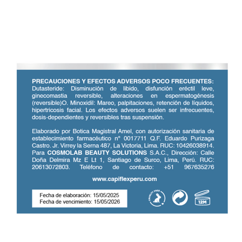 Minoxidil 5 mg y Dutasteride 0.5 mg Capiflex Alopefin Forte – 30 Cápsulas