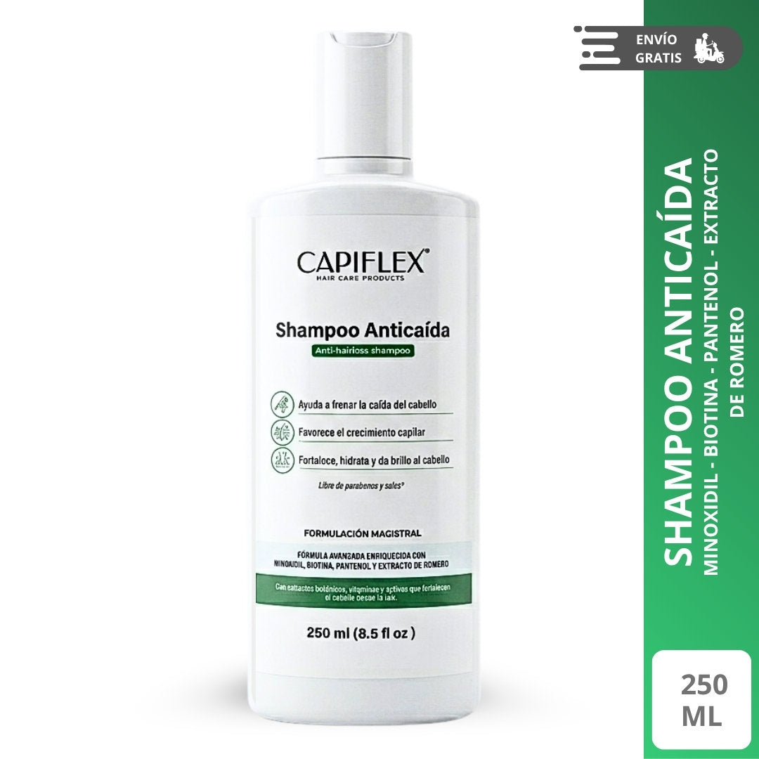 Shampoo Dermatológico Anticaída Capiflex | Fórmula Avanzada con Minoxidil y Biotina (250ml)
