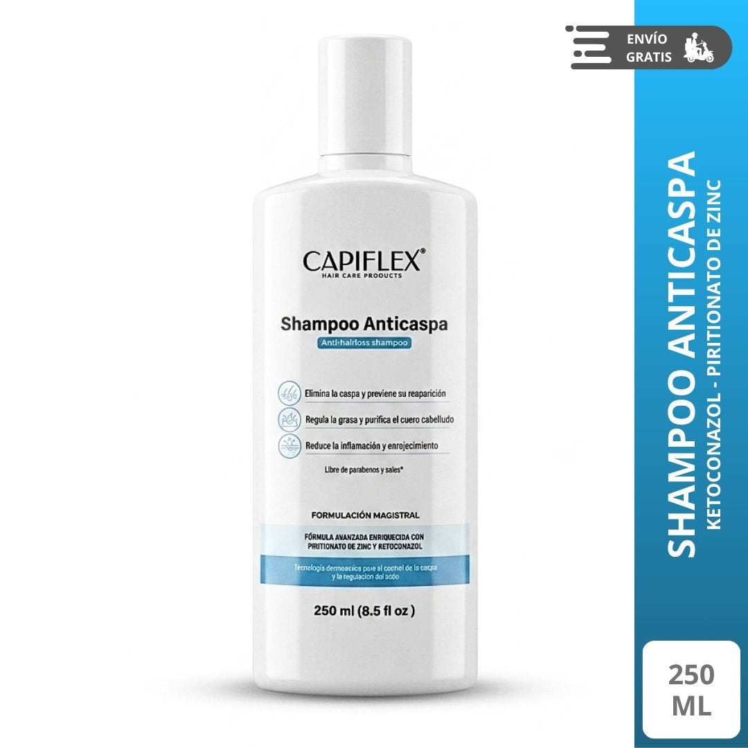 Shampoo Dermatológico Anticaspa Capiflex | con Ketoconazol y Piritionato de Zinc (250ml)