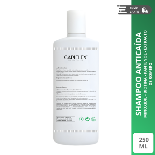 Shampoo Dermatológico Anticaída Capiflex | Fórmula Avanzada con Minoxidil y Biotina (250ml)
