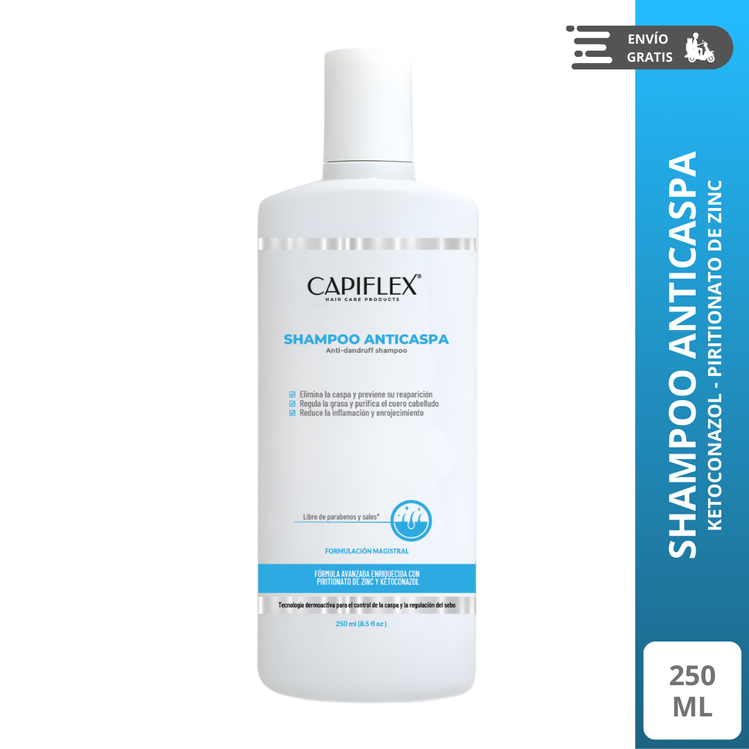 Shampoo Dermatológico Anticaspa Capiflex | con Ketoconazol y Piritionato de Zinc (250ml)
