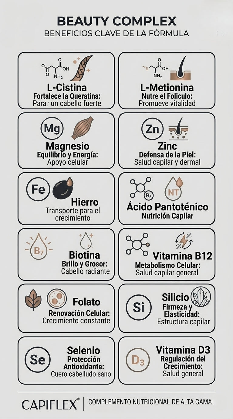 Multivitamínico con Biotina y Cistina Capiflex Beauty Complex – 60 Cápsulas