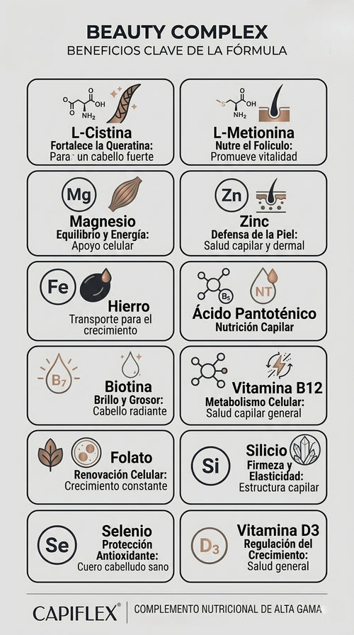 Multivitamínico con Biotina y Cistina Capiflex Beauty Complex – 60 Cápsulas