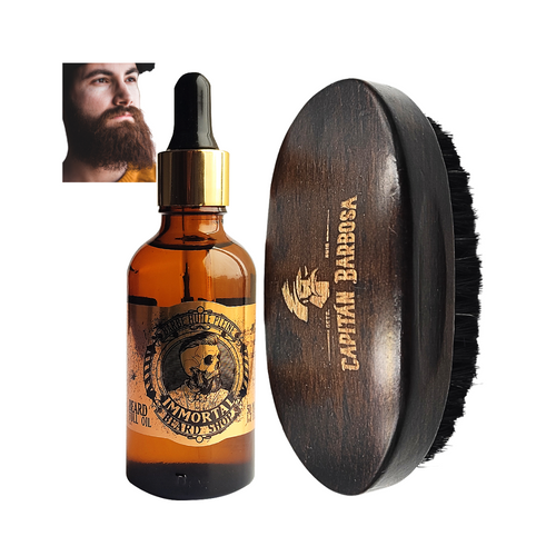 Pack: Aceite para barba 50ml Immortal + Cepillo para barba Capitán Barbosa