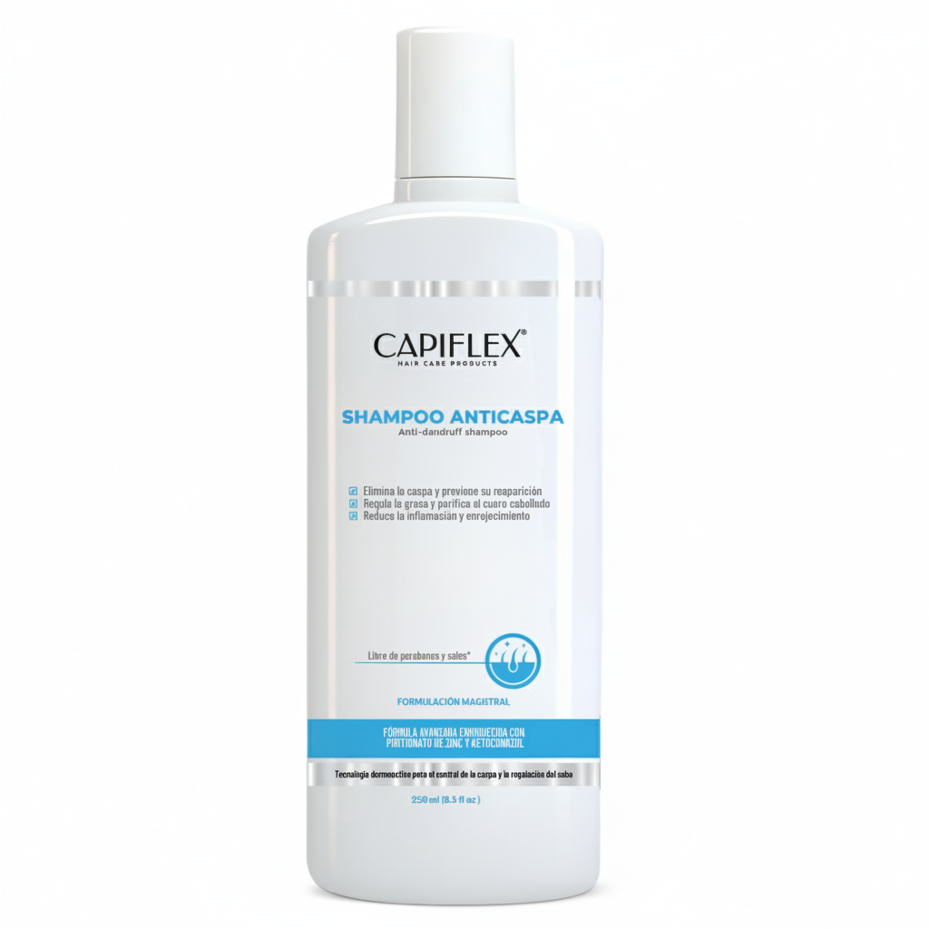 Shampoo Dermatológico Anticaspa Capiflex | con Ketoconazol y Piritionato de Zinc (250ml)
