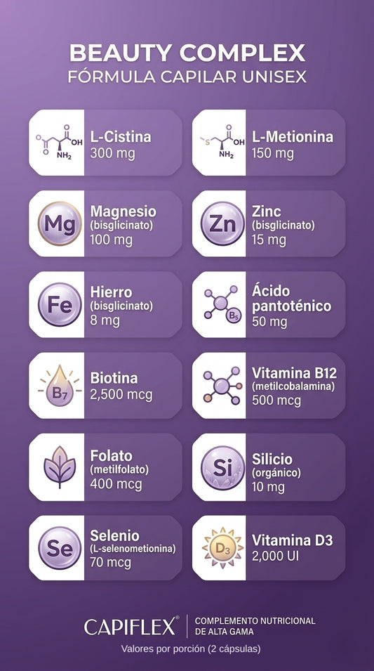 Multivitamínico con Biotina y Cistina Capiflex Beauty Complex – 60 Cápsulas